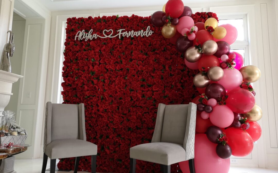 Belleville Balloon & Flower Wall for Marriage Proposal
